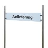 Edelstahl Schildaufsteller mit 1 Alu Verbund Schild Weiß im Set - 160 cm